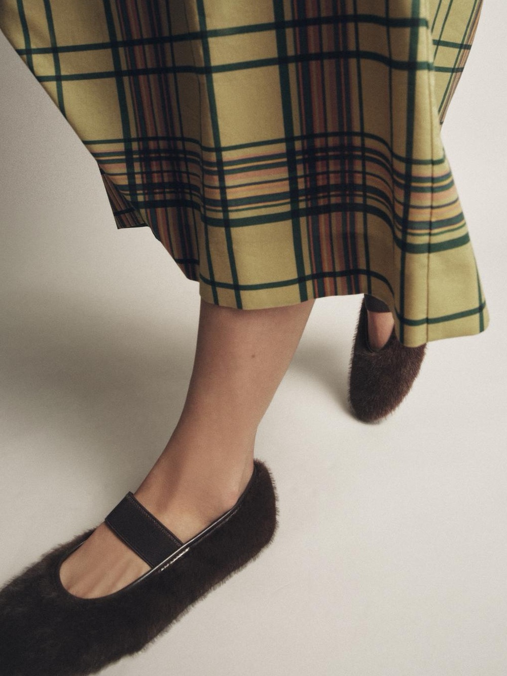 Zara Faux Fur Ballet Flats Chocolate Brown Size 9 1526/610/116